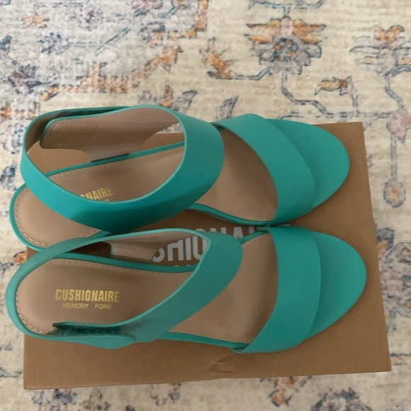 Vegan cushionaire memory foam turquoise sandals - Picture 7 of 8
